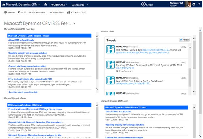 dynamics CRM RSS